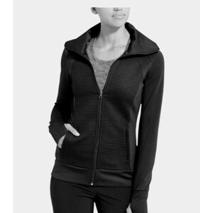 Women's Athleta Black Full Zip Ribbed Stretch & Release Jacket Size L